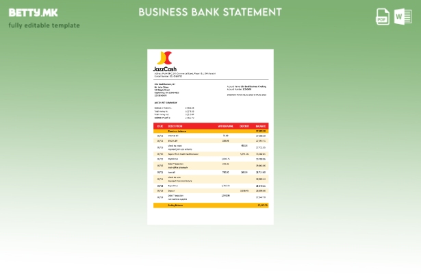 модерен стил на Jazz Cash деловна изјава на фирмата Шаблон за формат Word и PDF